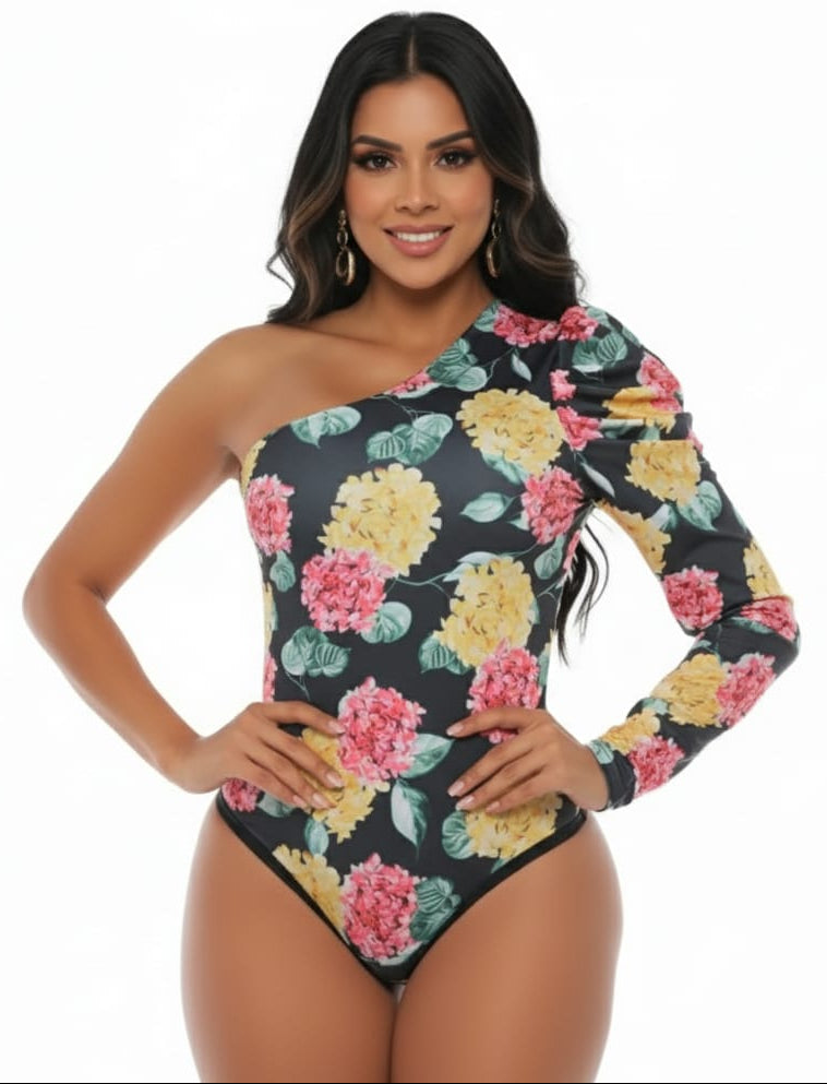 Colombian Floral Long Sleeve Body Slimmer 7993